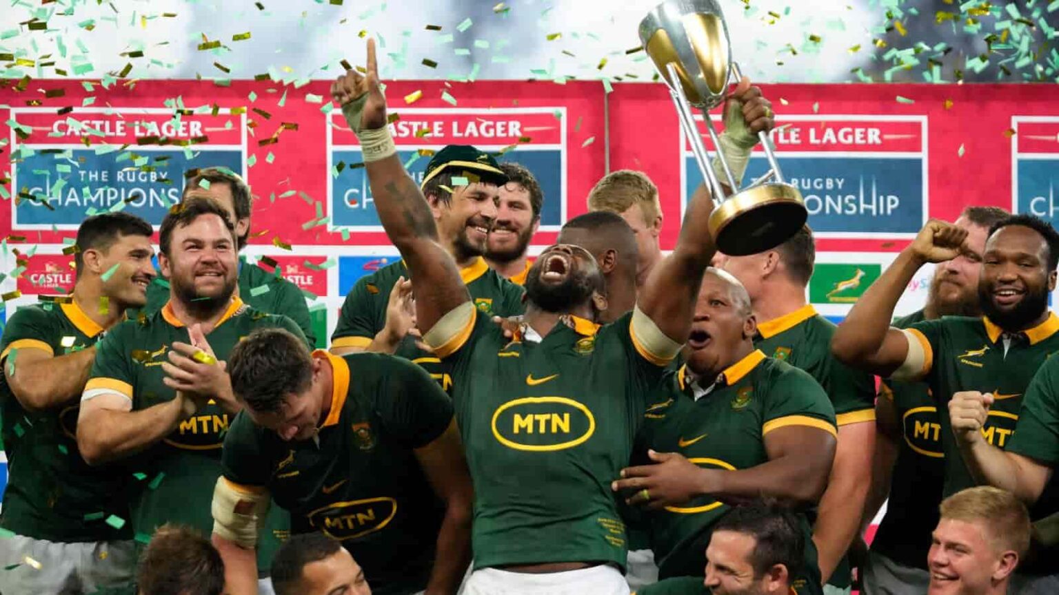 South africa players celebrate with the trophy after defeating argentina and winning the rugby champ.jpeg