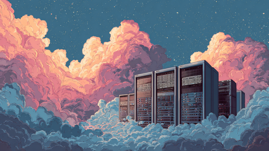 Nuneybits vector art of a server rack in the clouds bf8ba787 9002 494b b6be fedd40deb4f9.webp.png