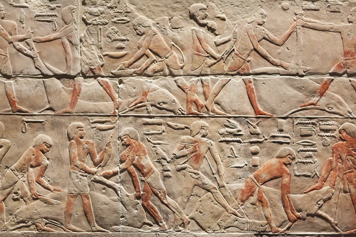 Old kingdom of ancient egypt limestone relief.jpg
