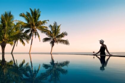 Swimming pool with sunset and andbeyond benguerra island in mozambique 01.jpg