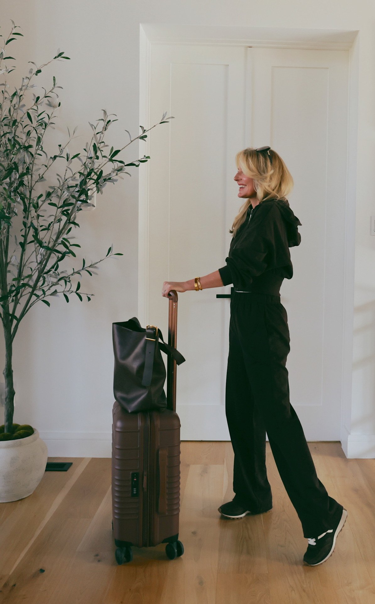 Matching sweatsuit in brown from lilysilk for travel day outfit 6.jpg