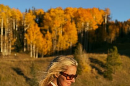 Ulla johnson brown leather jacket with veronica beard taylor wide leg jeans and white hevron button.jpeg