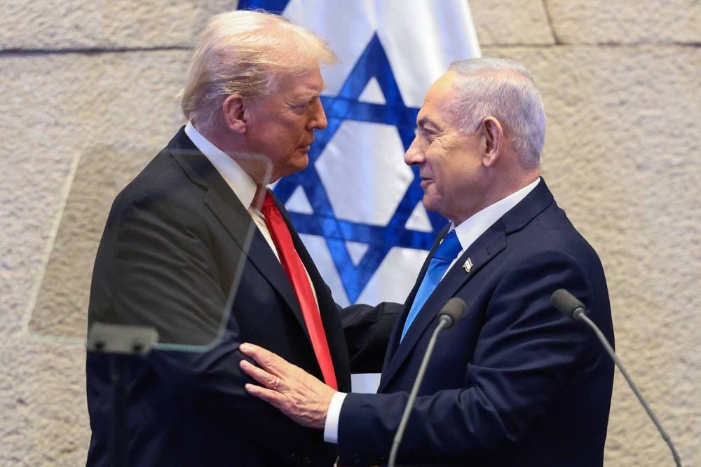 Trump knesset speech netanyahu cease fire hostages gettyimages 2240407931.jpg