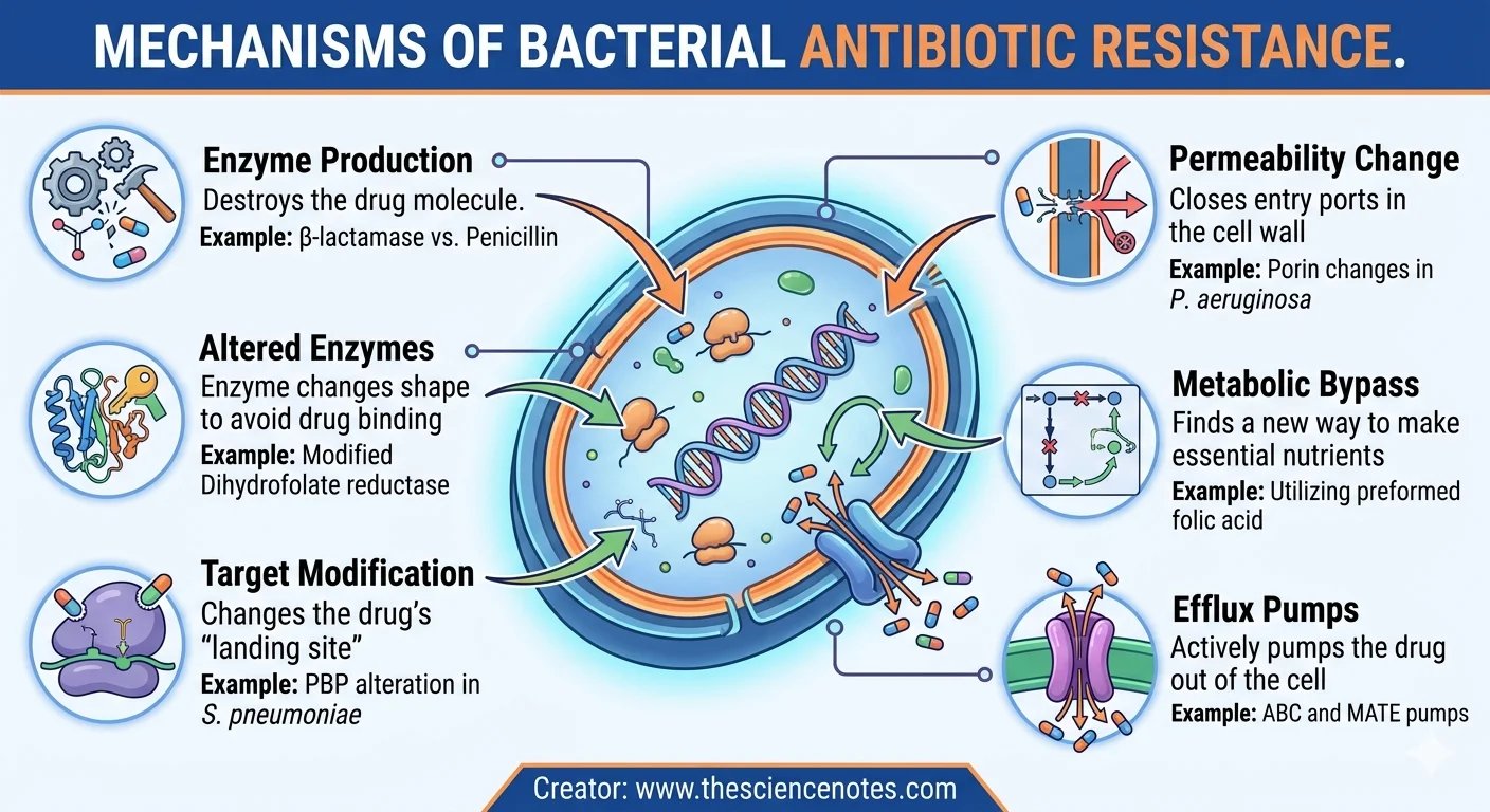Bacterial antibiotic resistance mechanisms infographic.png